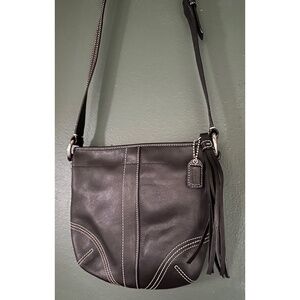 Coach Black Leather Soho Crossbody Bag with Tassel
